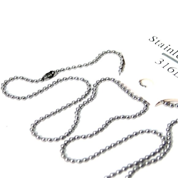 Ball Chain Necklace 316L Stainless Surgical Steel 16.75 inches Hypoallergenic - Picture 2 of 3